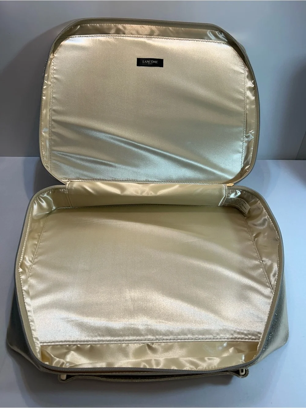 Lancome Metallic Gold‎ Cosmetic Bag with Embossed Geometric Rose